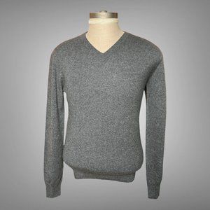Hermes Long Sleeve 100% Cashmere Mens V-Neck Sweater EU Gray Color